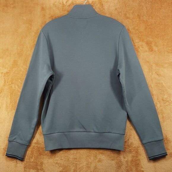 FRED PERRY Sweatshirt Mens Small Field Green 1/4 Zip Pullover Logo $125 - Picture 4 of 8